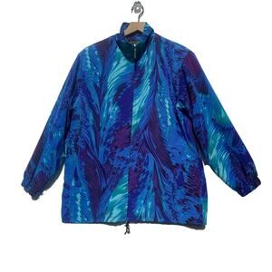 Vintage Jackets Galore Peacock Blue Full Zip Jacket Multicolor Retro 80s S M